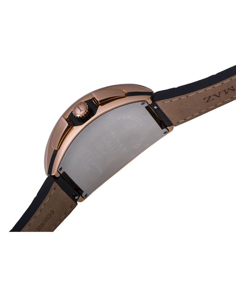 
                  
                    Load image into Gallery viewer, Tomaz Men&amp;#39;s Watch TQ012-D4 (Rose Gold/Coffee) Black Bamboo Leather Strap
                  
                