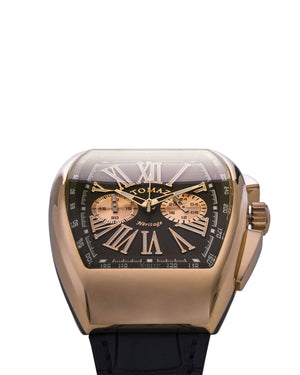 
                  
                    Load image into Gallery viewer, Tomaz Men&amp;#39;s Watch TQ012-D4 (Rose Gold/Coffee) Black Bamboo Leather Strap
                  
                