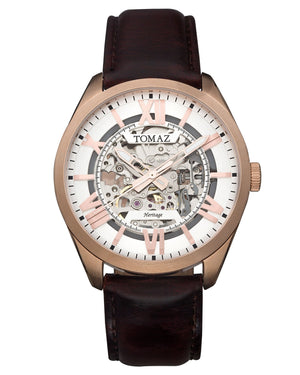 
                  
                    Load image into Gallery viewer, Tomaz Men&amp;#39;s Watch TW007B 1st Version (Rose Gold/White) Coffee Leather Strap
                  
                