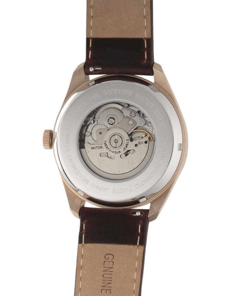 
                  
                    Load image into Gallery viewer, Tomaz Men&amp;#39;s Watch TW007B 2nd Version (Rose Gold/White) Brown Leather Strap
                  
                