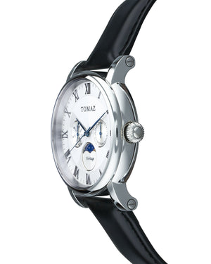 
                  
                    Load image into Gallery viewer, Tomaz Men&amp;#39;s Watch TQ007M-D1 (Silver/White) Black Leather Strap
                  
                