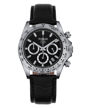 
                  
                    Load image into Gallery viewer, Tomaz Men&amp;#39;s Watch GR02-D1 (Silver) Black Bamboo Leather Strap
                  
                