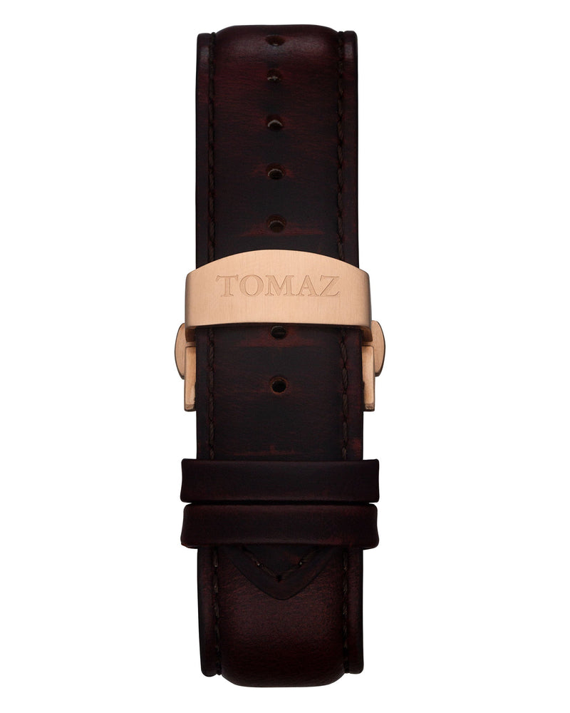 
                  
                    Load image into Gallery viewer, Tomaz Men&amp;#39;s Watch TW007B 1st Version (Rose Gold/Black) Coffee Leather Strap
                  
                