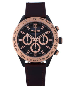 
                  
                    Load image into Gallery viewer, Tomaz Men&amp;#39;s Watch TW011-D5 (Black/RoseGold) Coffee Leather Strap
                  
                