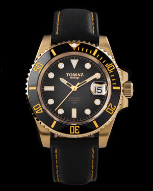 
                  
                    Load image into Gallery viewer, Tomaz Men&amp;#39;s Watch GR01L-D5 (Gold/Black) Black Leather Strap
                  
                