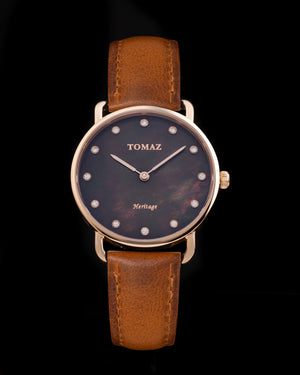 
                  
                    Load image into Gallery viewer, Tomaz Ladies Watch G1L-D11L (Rose Gold/Black) Brown Leather Strap
                  
                