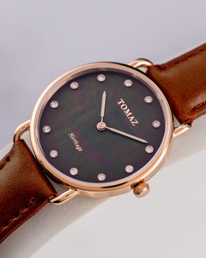 
                  
                    Load image into Gallery viewer, Tomaz Ladies Watch G1L-D11L (Rose Gold/Black) Brown Leather Strap
                  
                