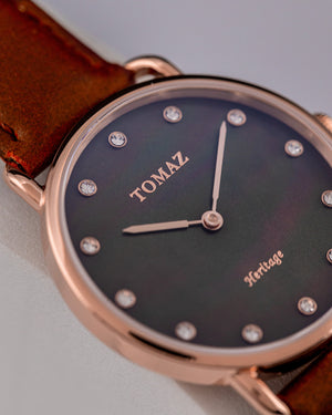 
                  
                    Load image into Gallery viewer, Tomaz Ladies Watch G1L-D11L (Rose Gold/Black) Brown Leather Strap
                  
                