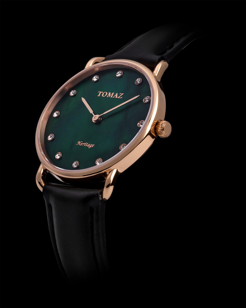 
                  
                    Load image into Gallery viewer, Tomaz Ladies Watch G1L-D16L Marble (Rose Gold/Green) Black Leather Strap
                  
                