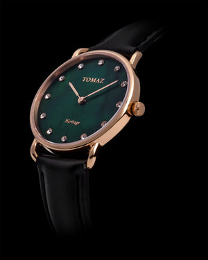 
                  
                    Load image into Gallery viewer, Tomaz Ladies Watch G1L-D16L Marble (Rose Gold/Green) Black Leather Strap
                  
                