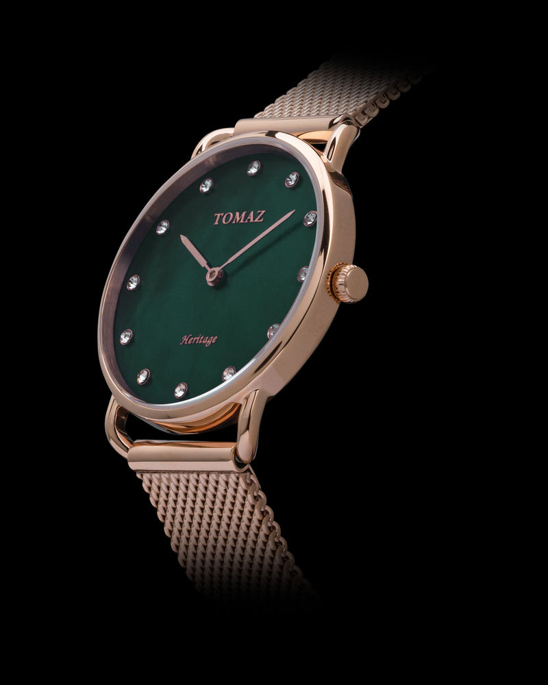 
                  
                    Load image into Gallery viewer, Tomaz Ladies Watch G1L-D16 Marble (Rose Gold/Green) Rosegold Mesh Strap
                  
                