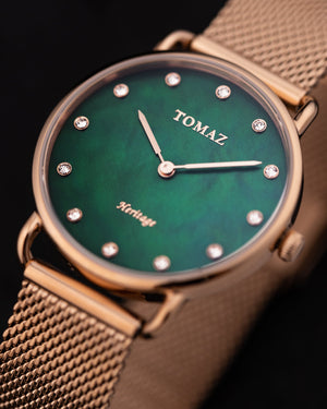 
                  
                    Load image into Gallery viewer, Tomaz Ladies Watch G1L-D16 Marble (Rose Gold/Green) Rosegold Mesh Strap
                  
                