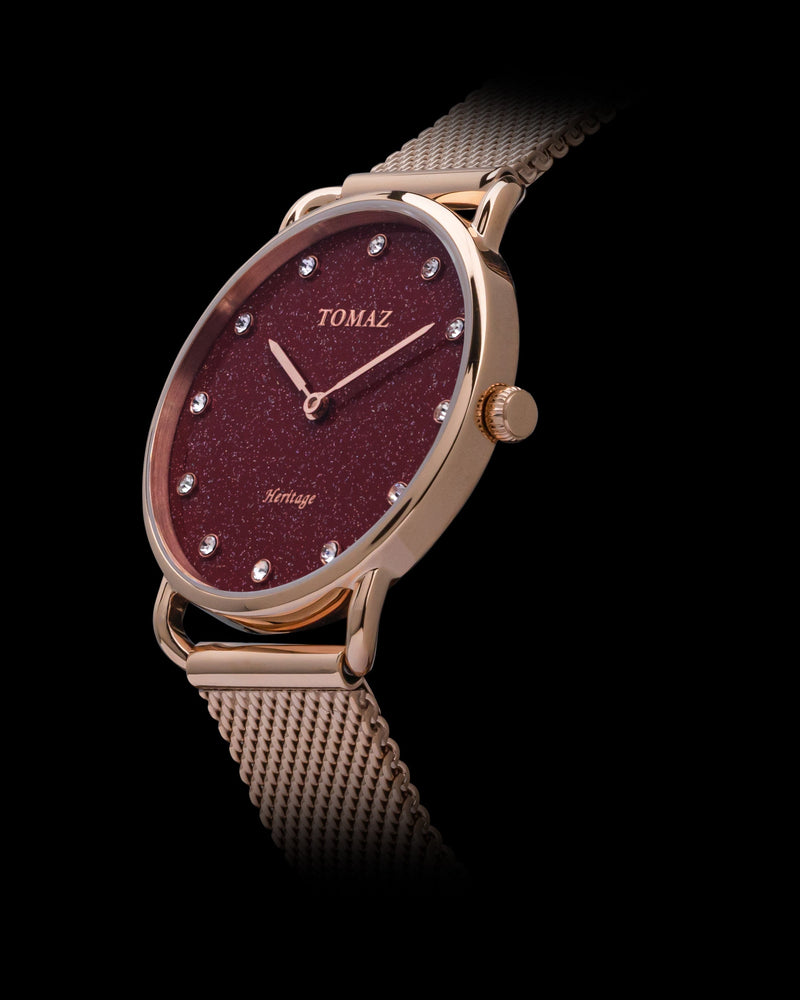 
                  
                    Load image into Gallery viewer, Tomaz Ladies Watch G1L-D3C Stardust (Rose Gold/Red) Rosegold Mesh Strap
                  
                