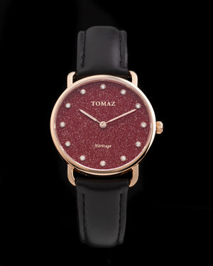 
                  
                    Load image into Gallery viewer, Tomaz Ladies Watch G1L-D3CL Stardust (Rose Gold/Red) Black Leather Strap
                  
                