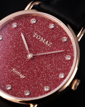 
                  
                    Load image into Gallery viewer, Tomaz Ladies Watch G1L-D3CL Stardust (Rose Gold/Red) Black Leather Strap
                  
                