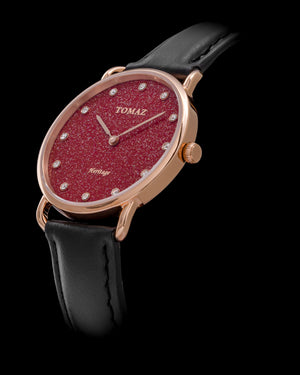 
                  
                    Load image into Gallery viewer, Tomaz Ladies Watch G1L-D3CL Stardust (Rose Gold/Red) Black Leather Strap
                  
                