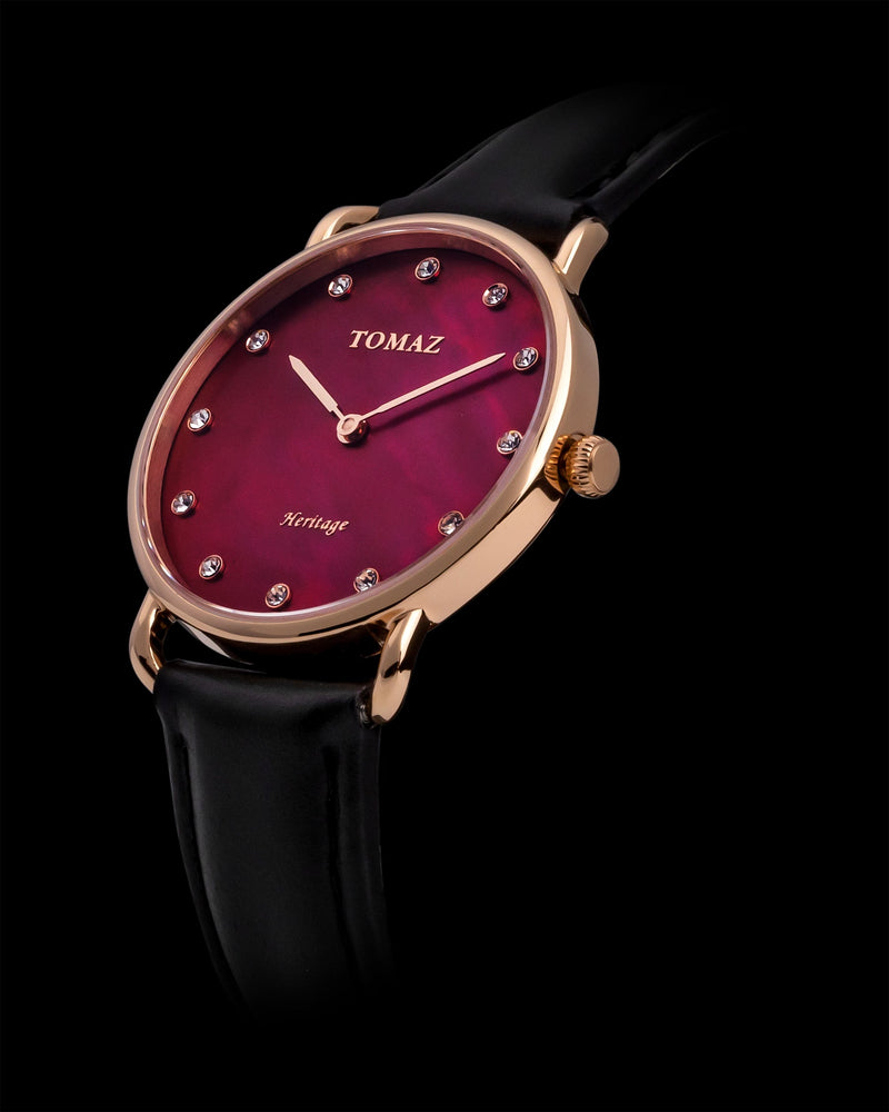 
                  
                    Load image into Gallery viewer, Tomaz Ladies Watch G1L-D6CL (Rosegold/Red) Black Leather Strap
                  
                