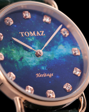 
                  
                    Load image into Gallery viewer, Tomaz Ladies Watch G1LE-D12 Galaxy (Rose Gold/Green Blue)  Green Diamond Strap
                  
                