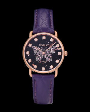 
                  
                    Load image into Gallery viewer, Tomaz Ladies Watch G1LE-D19 Butterfly (Rosegold/Black) Purple Leather Strap
                  
                