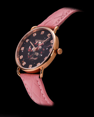 
                  
                    Load image into Gallery viewer, Tomaz Ladies Watch G1LE-D26 Flower (Rosegold/Black) Pink Leather Strap
                  
                