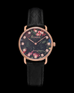 
                  
                    Load image into Gallery viewer, Tomaz Ladies Watch G1LE-D27 Flower (Rosegold/Black) Black Leather Strap
                  
                