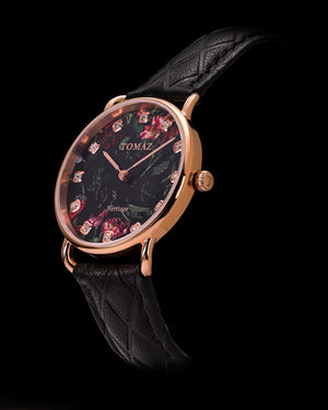 
                  
                    Load image into Gallery viewer, Tomaz Ladies Watch G1LE-D27 Flower (Rosegold/Black) Black Leather Strap
                  
                