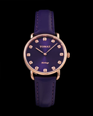 
                  
                    Load image into Gallery viewer, Tomaz Ladies Watch G1LE-D4 (Rose Gold/Purple) Purple Leather Strap
                  
                