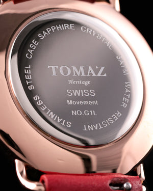 
                  
                    Load image into Gallery viewer, Tomaz Ladies Watch G1LE-D7 (Gold/Red) Red Leather Strap
                  
                