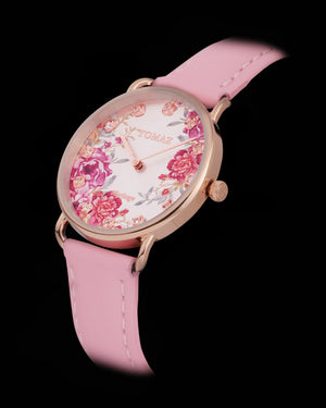 
                  
                    Load image into Gallery viewer, Tomaz Ladies Watch G1LE-D8 Flower (Rose Gold/White) Pink Leather Strap
                  
                