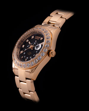 
                  
                    Load image into Gallery viewer, Tomaz Ladies Watch G4L-D5S (Rosegold/Black) with White Double Swarovski (Rosegold Stainless Steel)
                  
                