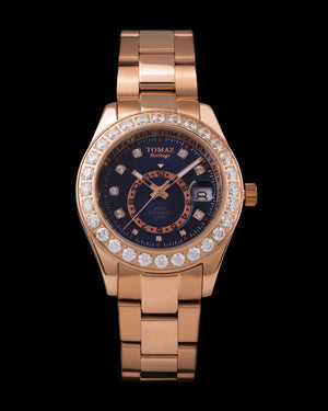 
                  
                    Load image into Gallery viewer, Tomaz Ladies Watch G4L-D6S (Rosegold/Blue) with White Double Swarovski (Rosegold Stainless Steel)
                  
                