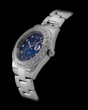 
                  
                    Load image into Gallery viewer, Tomaz Ladies Watch G4L-D3S (Silver/Navy) with White Double Swarovski (Silver Stainless Steel)
                  
                