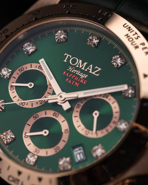 
                  
                    Load image into Gallery viewer, Tomaz Men&amp;#39;s Watch GR02-D12 (Rosegold/Green) Green Bamboo Leather Strap
                  
                