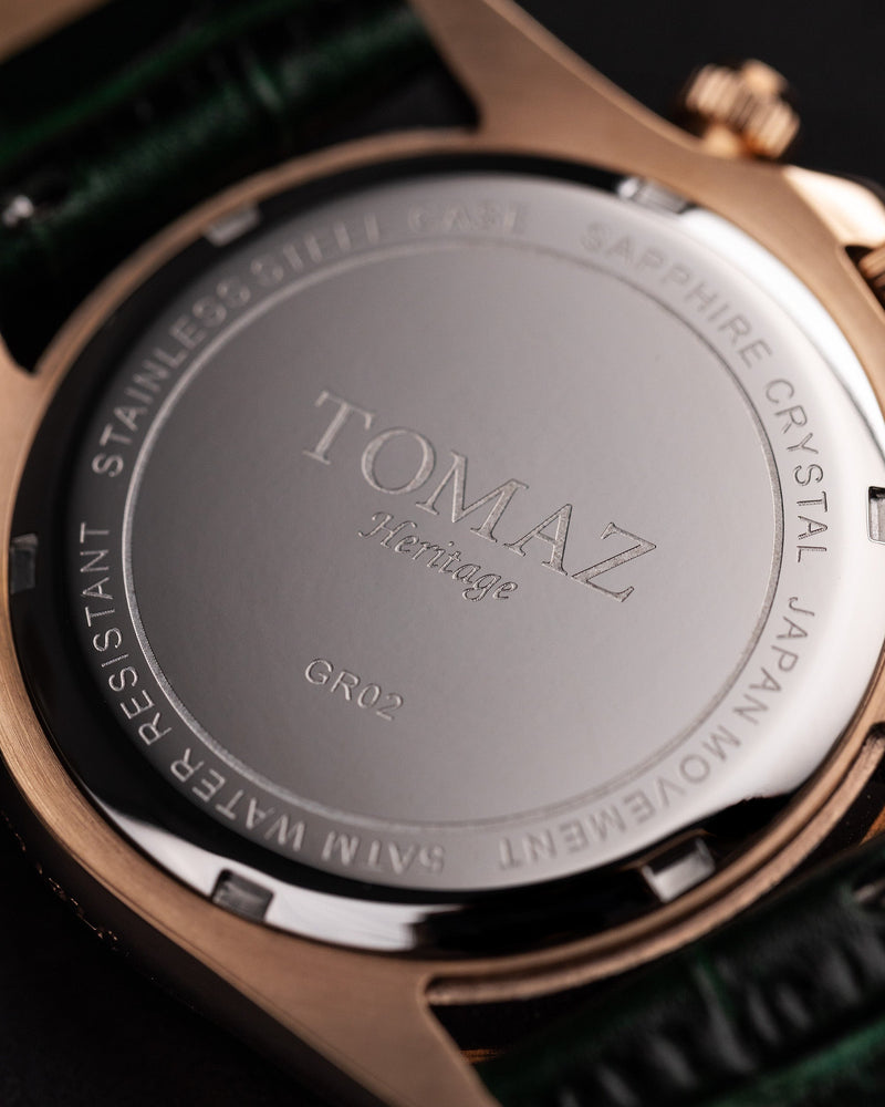 
                  
                    Load image into Gallery viewer, Tomaz Men&amp;#39;s Watch GR02-D12 (Rosegold/Green) Green Bamboo Leather Strap
                  
                