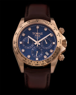 
                  
                    Load image into Gallery viewer, Tomaz Men&amp;#39;s Watch GR02-D13 (Rosegold/Blue) Coffee Leather Strap
                  
                