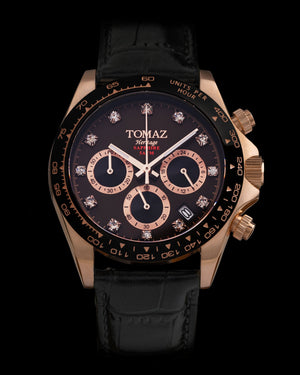 
                  
                    Load image into Gallery viewer, Tomaz Men&amp;#39;s Watch GR02-D8 (Rosegold/Coffee) Black Leather Strap
                  
                