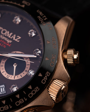 
                  
                    Load image into Gallery viewer, Tomaz Men&amp;#39;s Watch GR02-D8 (Rosegold/Coffee) Black Leather Strap
                  
                