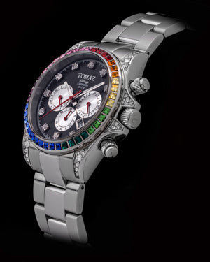 
                  
                    Load image into Gallery viewer, Tomaz Ladies Watch GR02L-D3 (SIlver/Black) with Rainbow Swarovski (Silver Stainless Steel)
                  
                