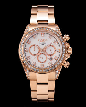 
                  
                    Load image into Gallery viewer, Tomaz Ladies Watch GR02L-D4 (Rosegold/White) with White Swarovski (Rosegold Stainless Steel)
                  
                