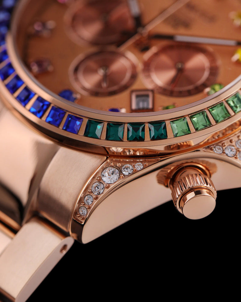 
                  
                    Load image into Gallery viewer, Tomaz Ladies Watch GR02L-D6 (Rosegold) with Rainbow Swarovski (Rosegold Stainless Steel)
                  
                