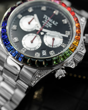 
                  
                    Load image into Gallery viewer, Tomaz Ladies Watch GR02L-D3 (SIlver/Black) with Rainbow Swarovski (Silver Stainless Steel)
                  
                