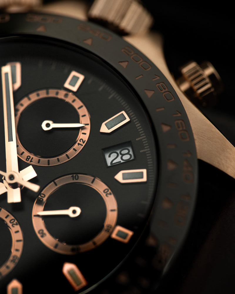 
                  
                    Load image into Gallery viewer, Tomaz Men&amp;#39;s Watch GR02-D5 (Rosegold/Black) Coffee Leather Strap
                  
                