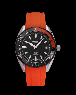 
                  
                    Load image into Gallery viewer, Trident GR03A-D11 (Silver/Black) Orange Silicone Strap
                  
                