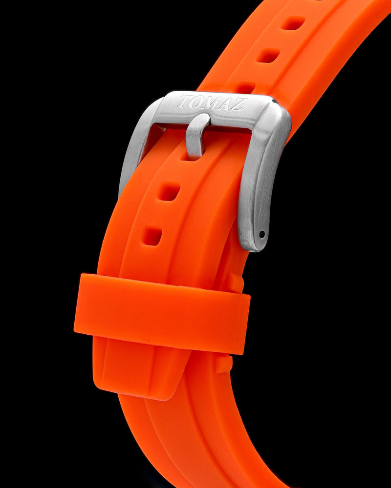 
                  
                    Load image into Gallery viewer, Trident GR03A-D11 (Silver/Black) Orange Silicone Strap
                  
                