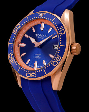 
                  
                    Load image into Gallery viewer, Trident GR03A-D7 (Rosegold/Blue) Blue Silicone Strap
                  
                