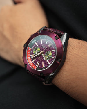 
                  
                    Load image into Gallery viewer, Hector GR04B-D11 (Black/Purple) Purple Salmon Leather Strap
                  
                