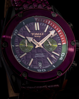 
                  
                    Load image into Gallery viewer, Hector GR04B-D11 (Black/Purple) Purple Salmon Leather Strap
                  
                