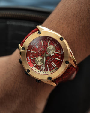 
                  
                    Load image into Gallery viewer, Hector GR04B-D12 (Gold/Red) Red Salmon Leather Strap
                  
                