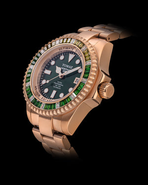 
                  
                    Load image into Gallery viewer, Ultimate Diver GR06-D14 (Rosegold/Green) with Green Yellow White Swarovski (Rosegold Stainless Steel)
                  
                