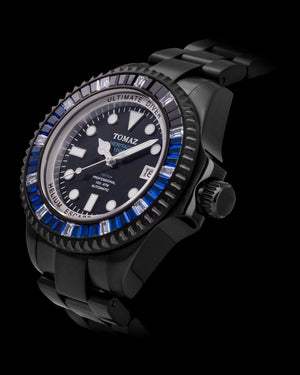 
                  
                    Load image into Gallery viewer, Ultimate Diver GR06-D8 (Black) with Navy Black White Swarovski (Black Stainless Steel)
                  
                